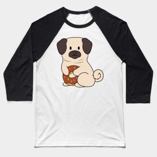 Chocolate Doughnut Pug Baseball T-Shirt